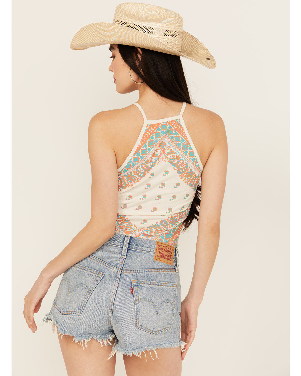 Rock & Roll Denim Women's Bandana Print Sleeveless Tank