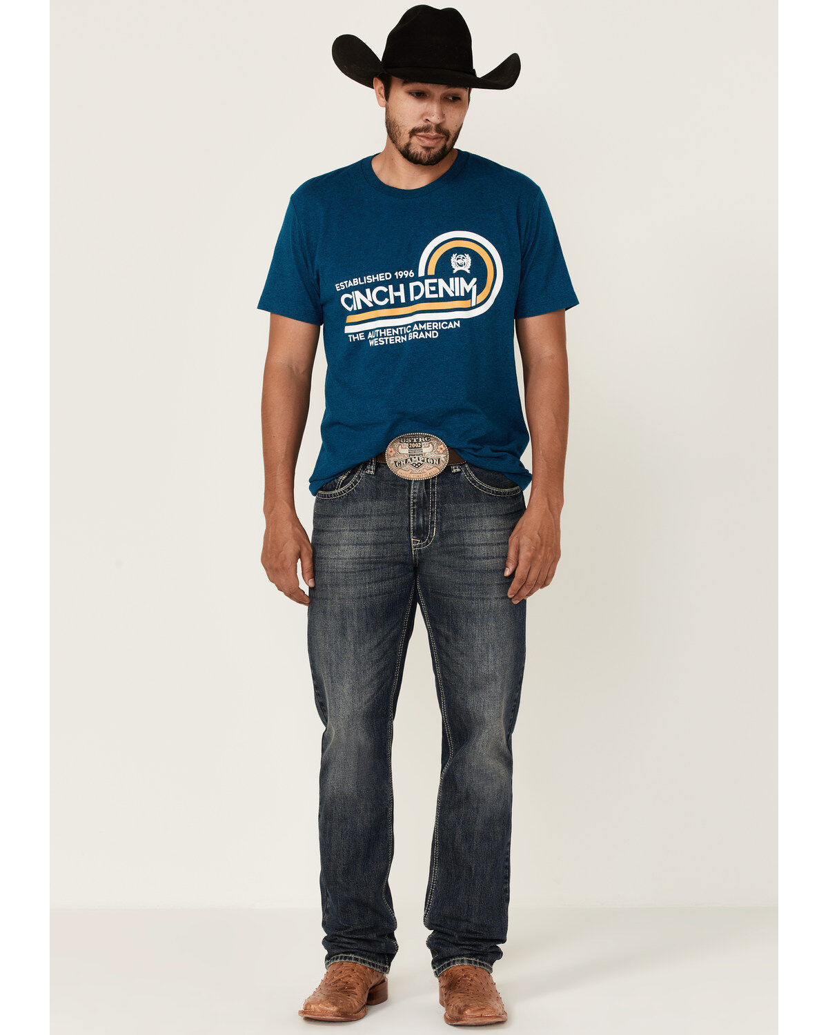 Cinch Men's Heather Teal The Brand Logo Graphic Short Sleeve T-Shirt