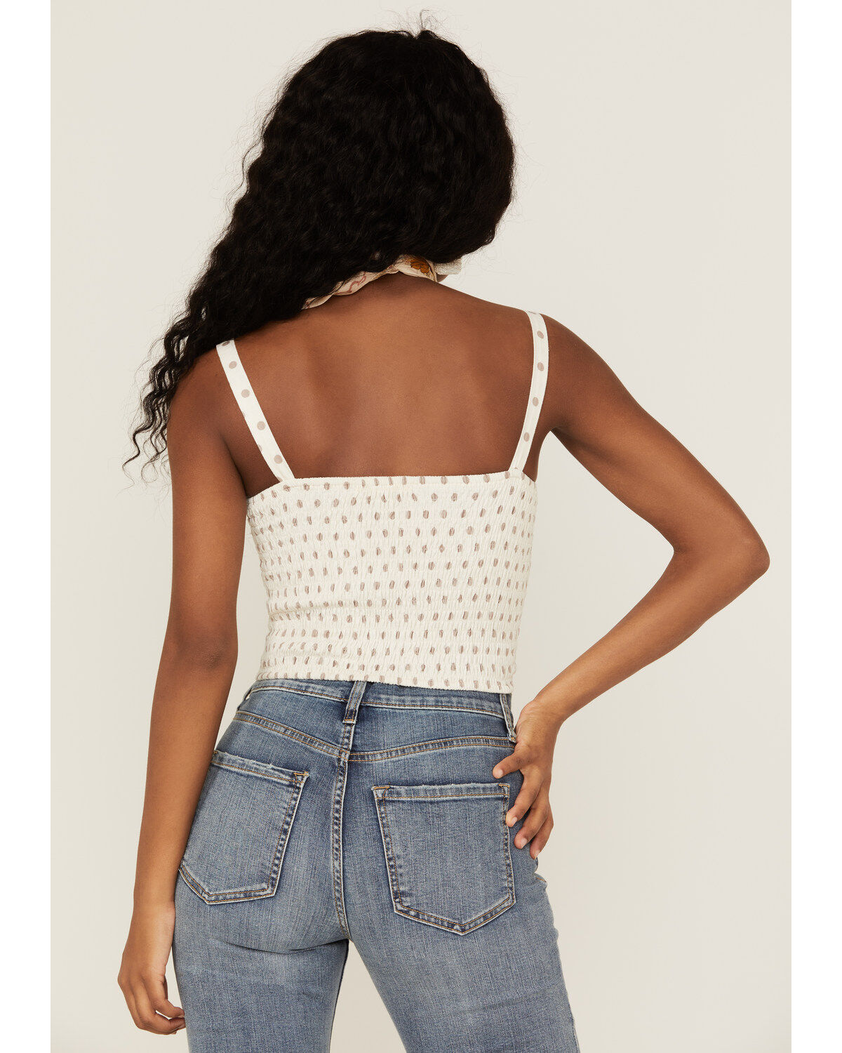 June & Hudson Women's Ivory Polka Dot Crop Bustier Top