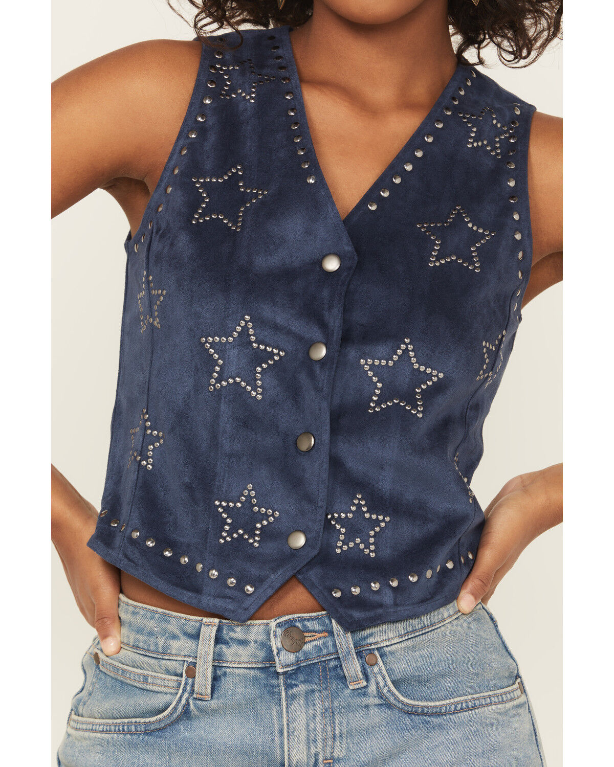 Rock & Roll Denim Women's Star Faux Suede Vest