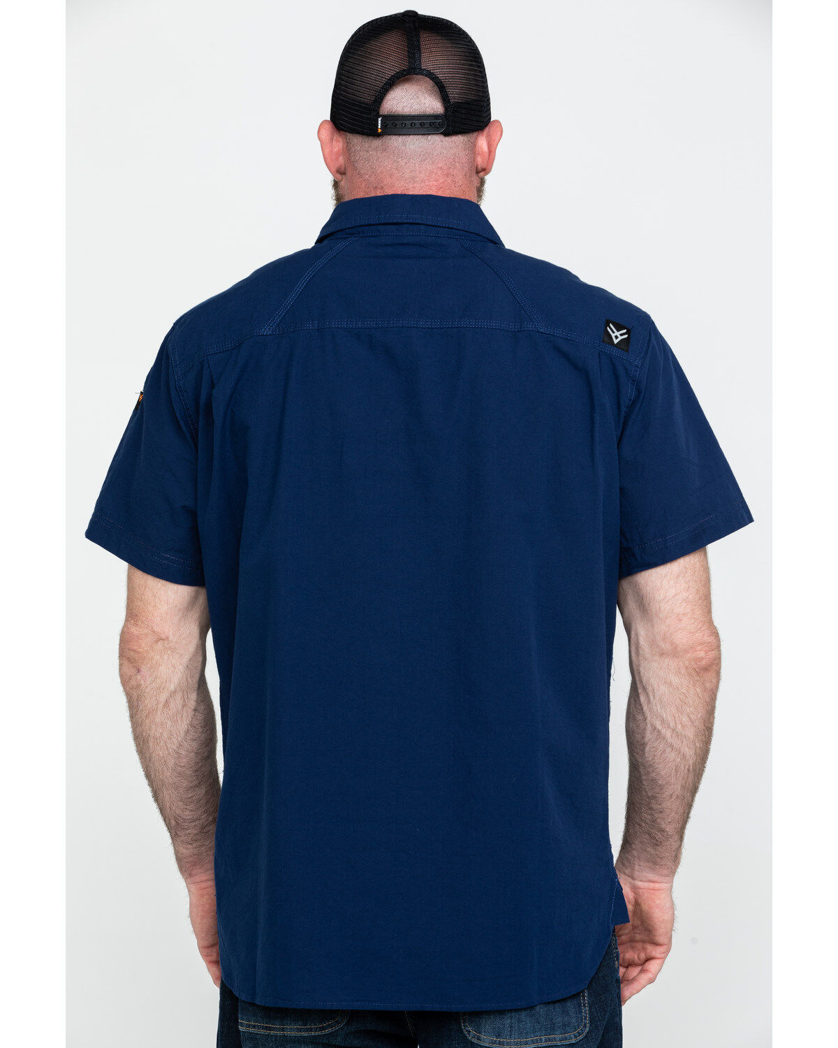 Hawx Men's Navy Solid Yarn Dye Two Pocket Short Sleeve Work Shirt - Tall