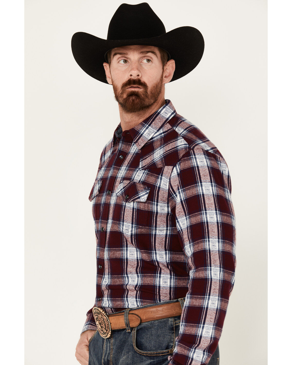 Cody James Men's Peace Treaty Plaid Print Long Sleeve Snap Flannel Shirt - Big