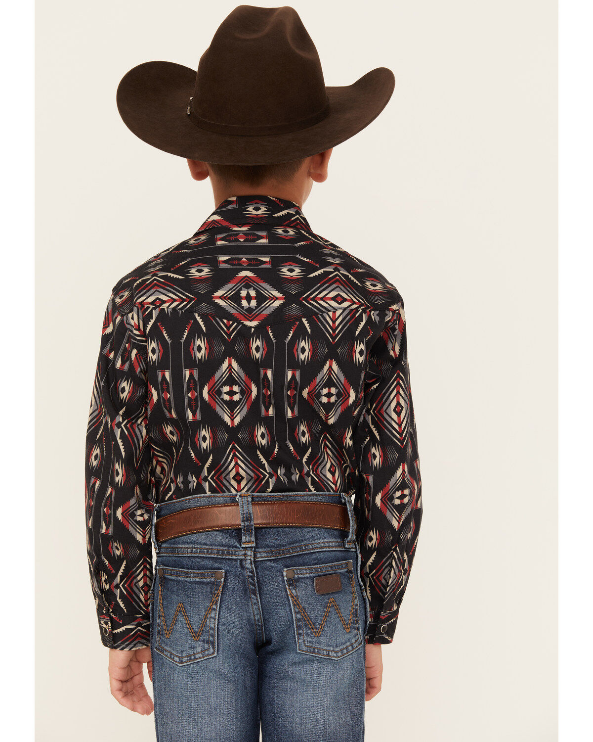 Roper Boys' Southwestern Stripe Print Long Sleeve Snap Western Shirt