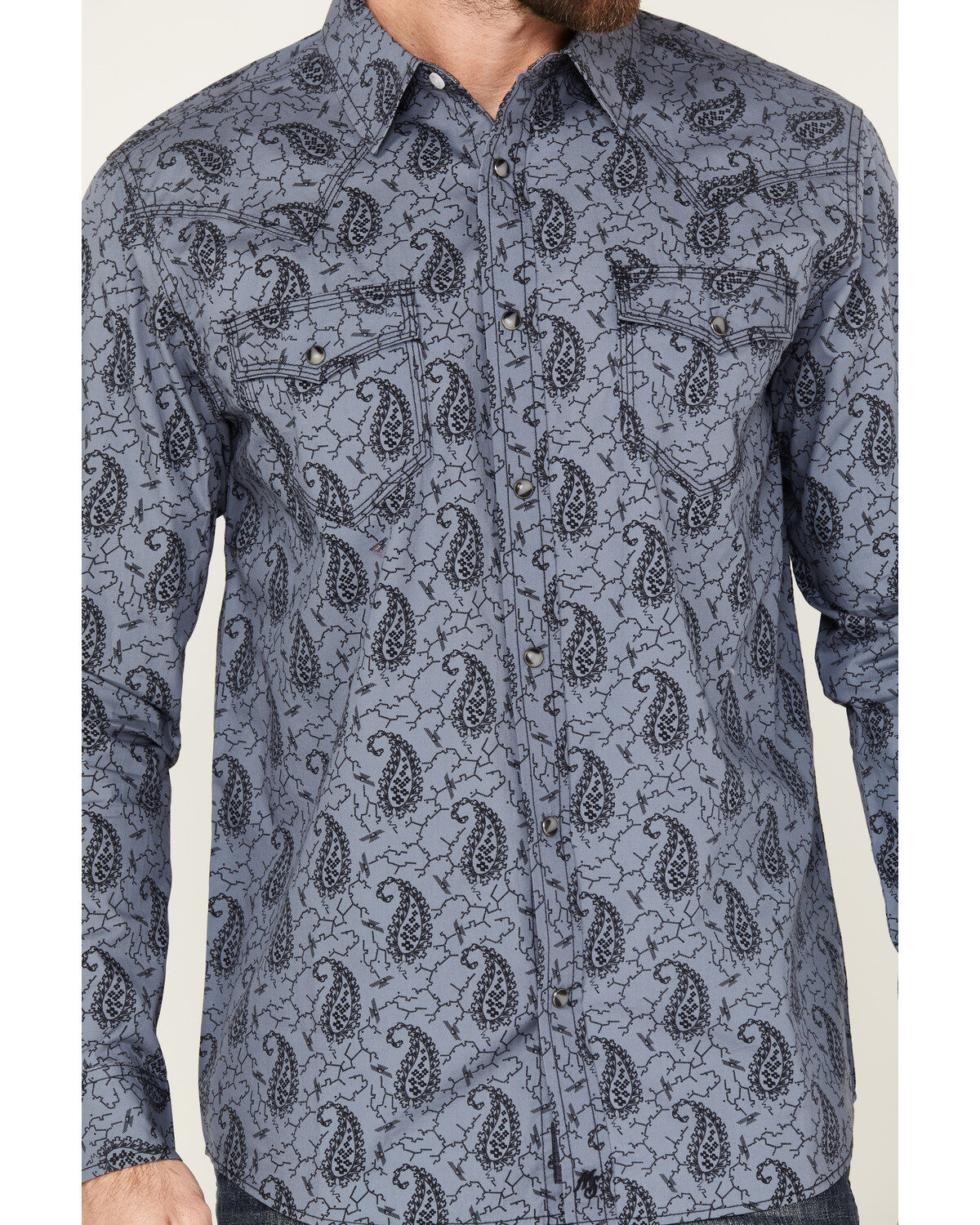 Moonshine Spirit Men's Satanta Paisley Print Long Sleeve Snap Western Shirt