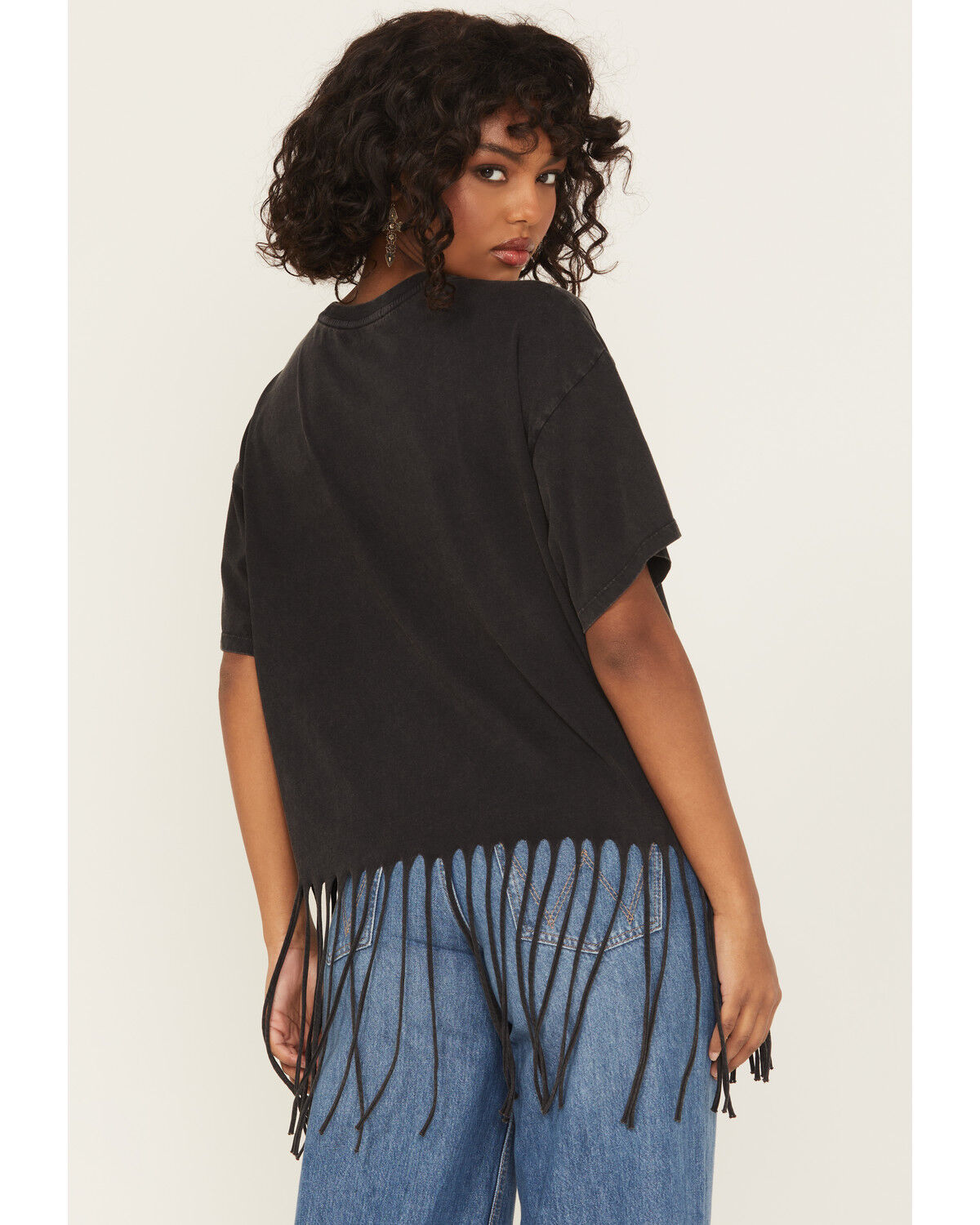 Rock & Roll Denim Women's Steer Short Sleeve Fringe Graphic Tee