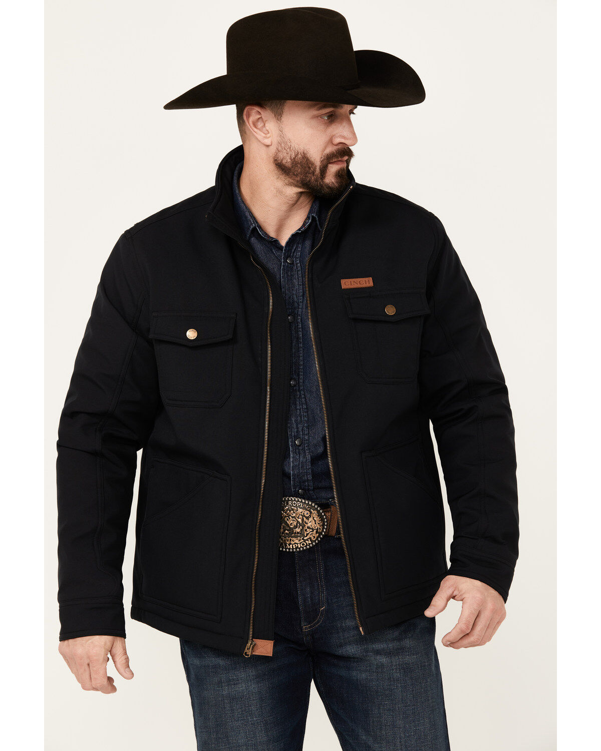 Cinch Men's Textured Poly Concealed Carry Zip Softshell Jacket