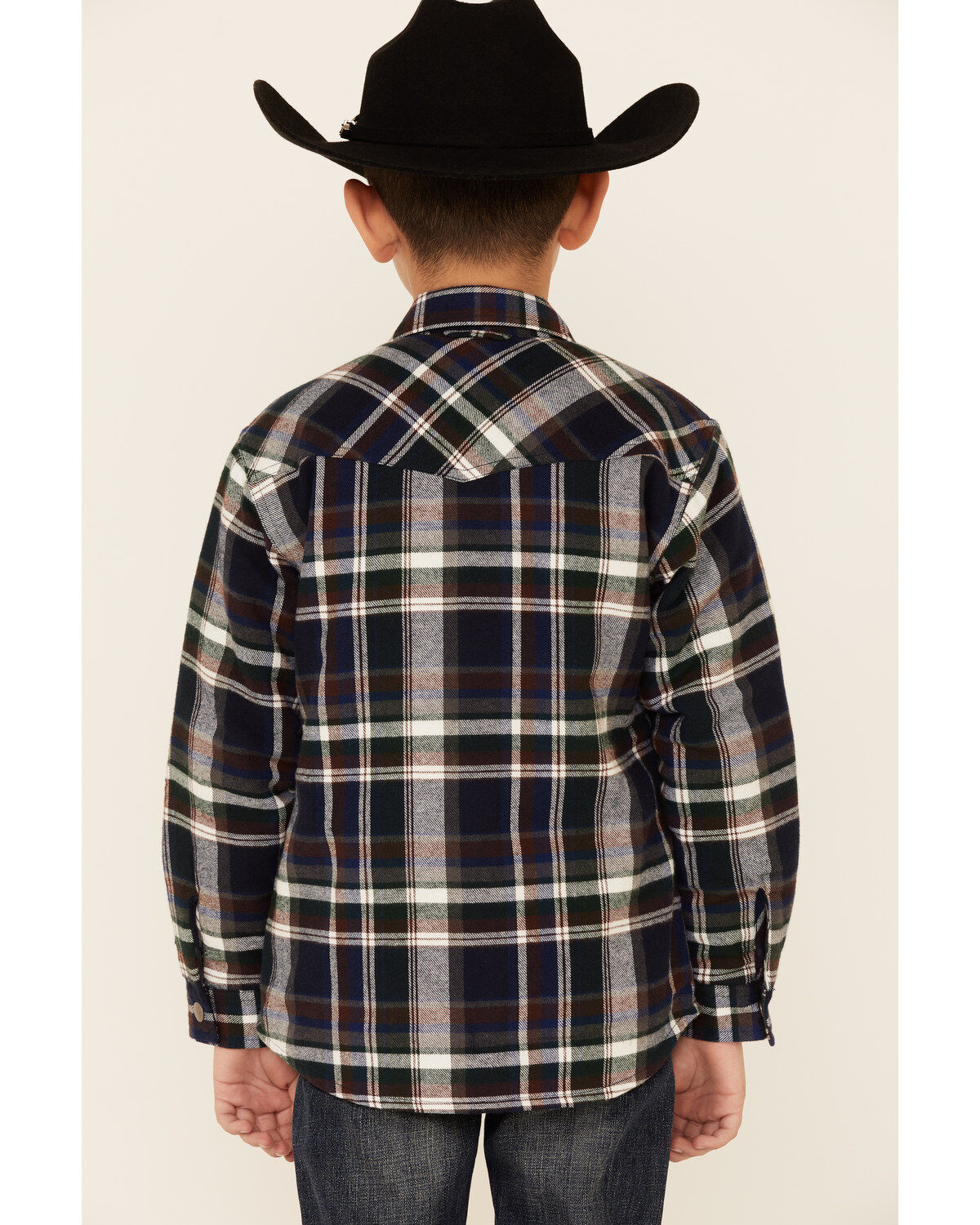 Roper Boys' Plaid Long Sleeve Snap Western Flannel Shirt