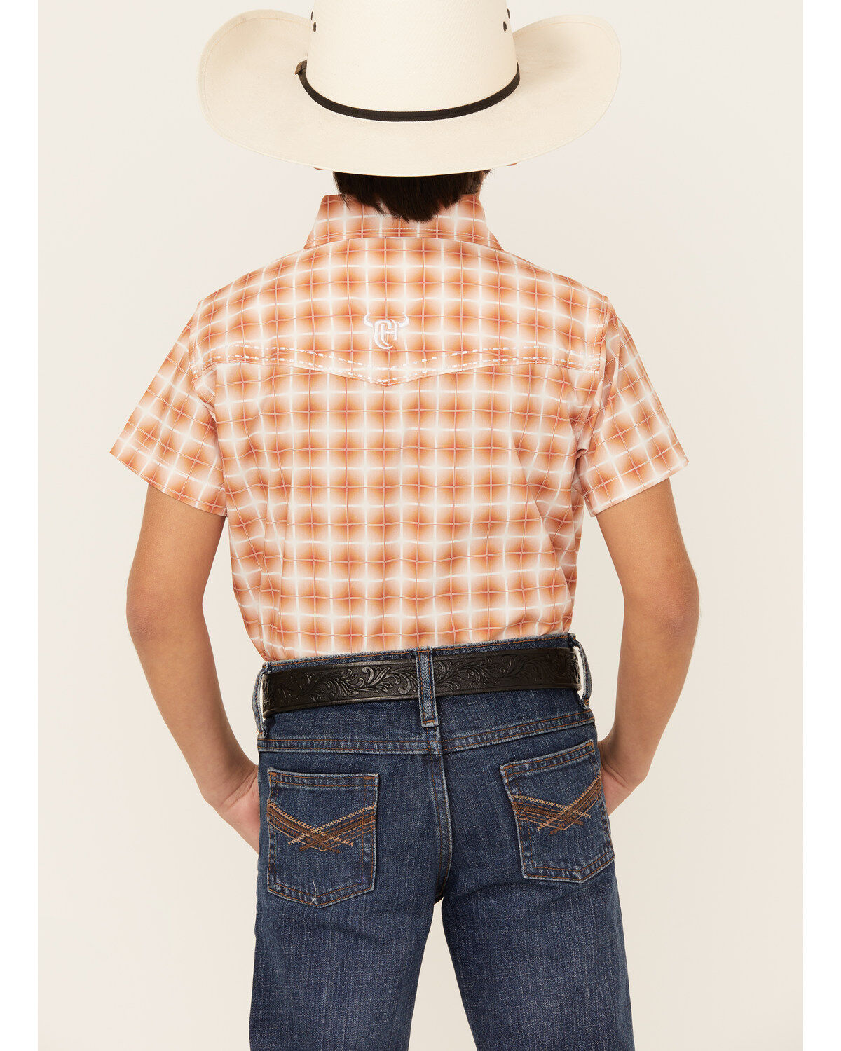 Cowboy Hardware Boys' Gradient Square Short Sleeve Snap Western Shirt