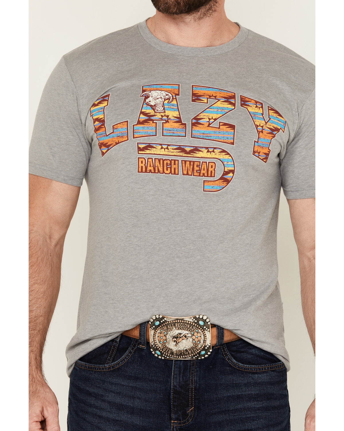 Lazy J Ranch Wear Men's Southwestern Fill Logo Short Sleeve Graphic T-Shirt