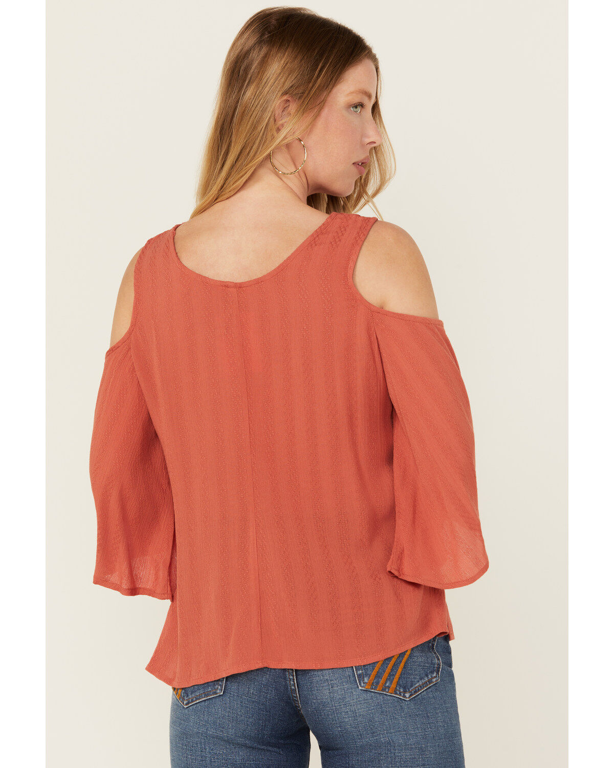 Shyanne Women's Solid Crochet Trim Cold Shoulder Shirt