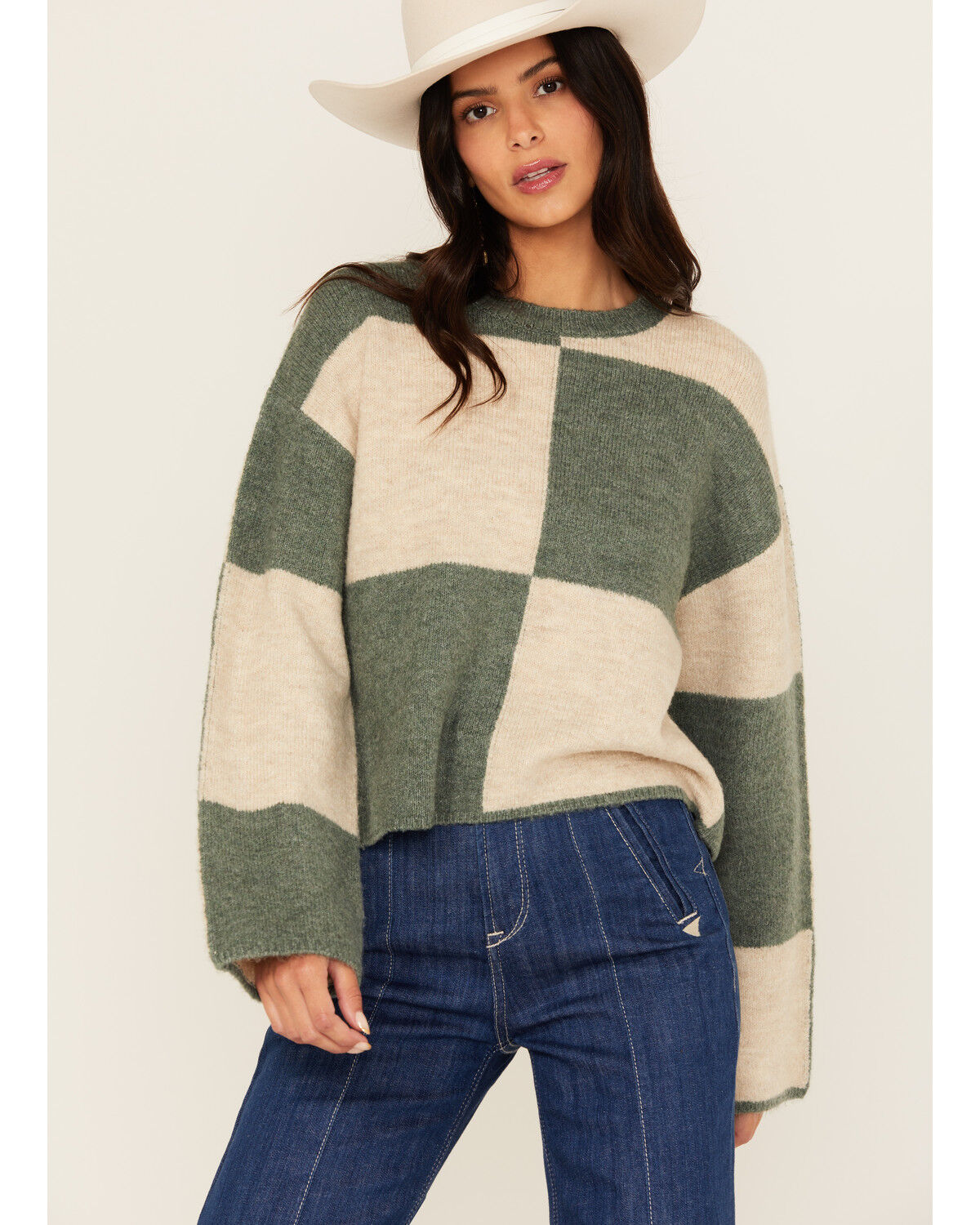 White Crow Women's Checkerboard Sweater