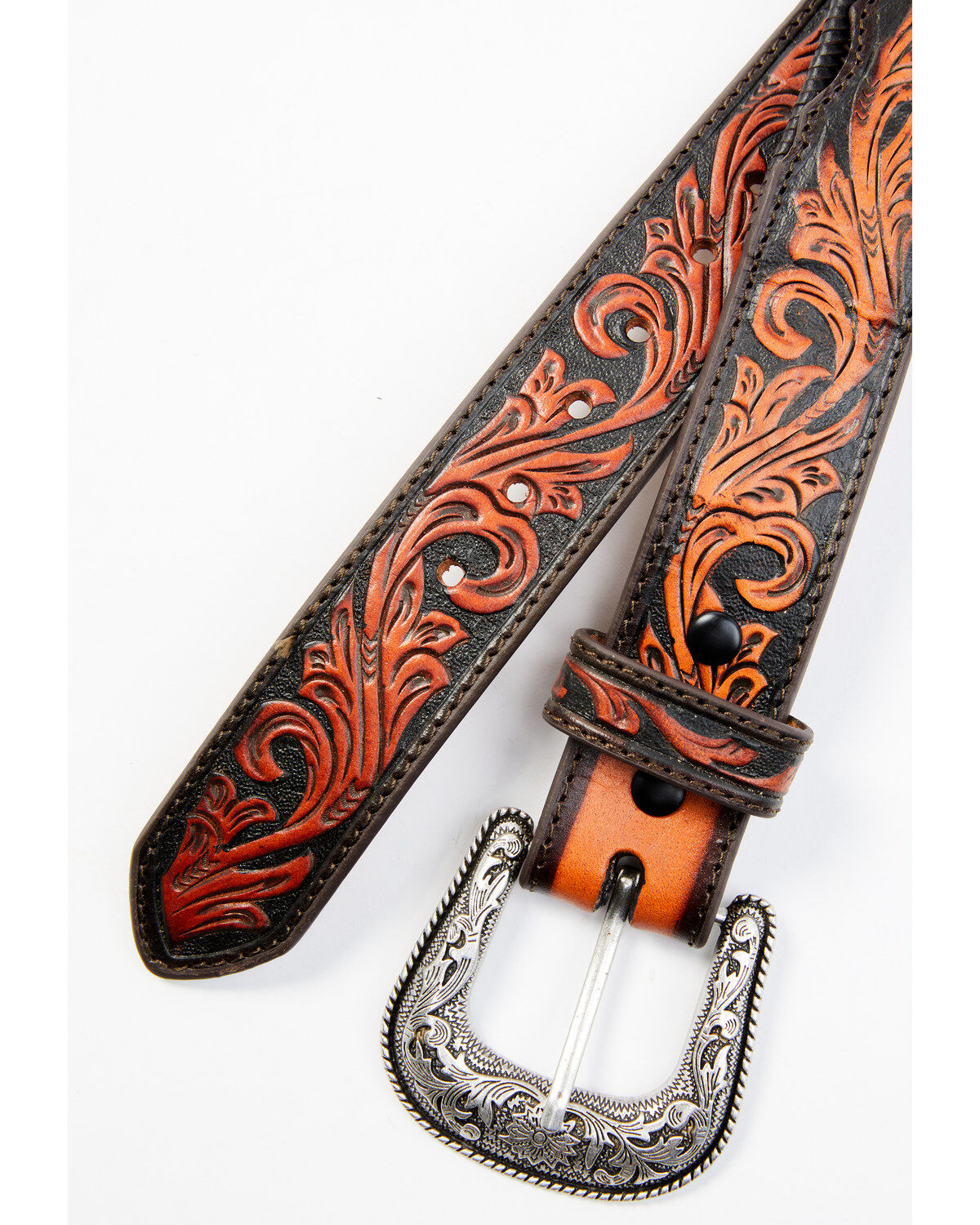 Cody James Men's Floral Hand Tooled Stretch Bonded Strap Western Belt
