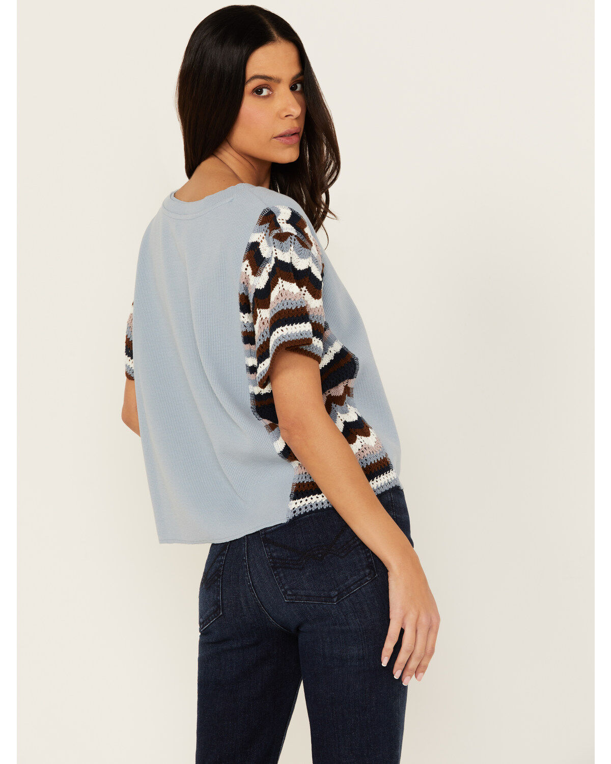 Cleo + Wolf Women's Ashton Mixed Media Short Sleeve Thermal Shirt