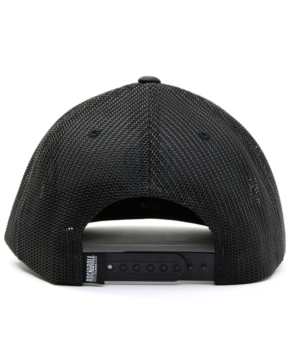 Rock & Roll Denim Men's Black & Turquoise Embroidered Logo Mesh-Back Ball Cap