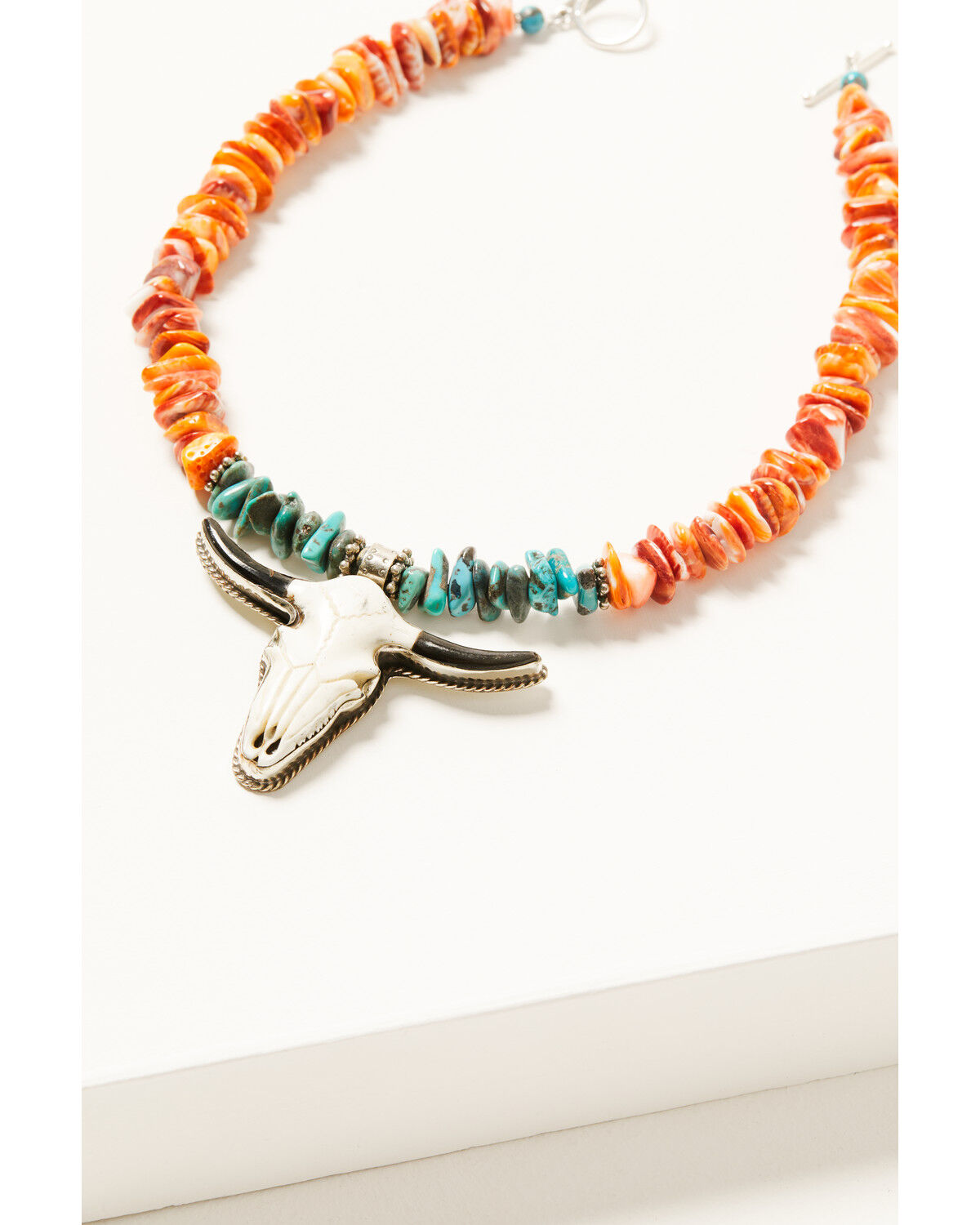 Paige Wallace Women's Longhorn Pendant Spiny Oyster and Turquoise Necklace