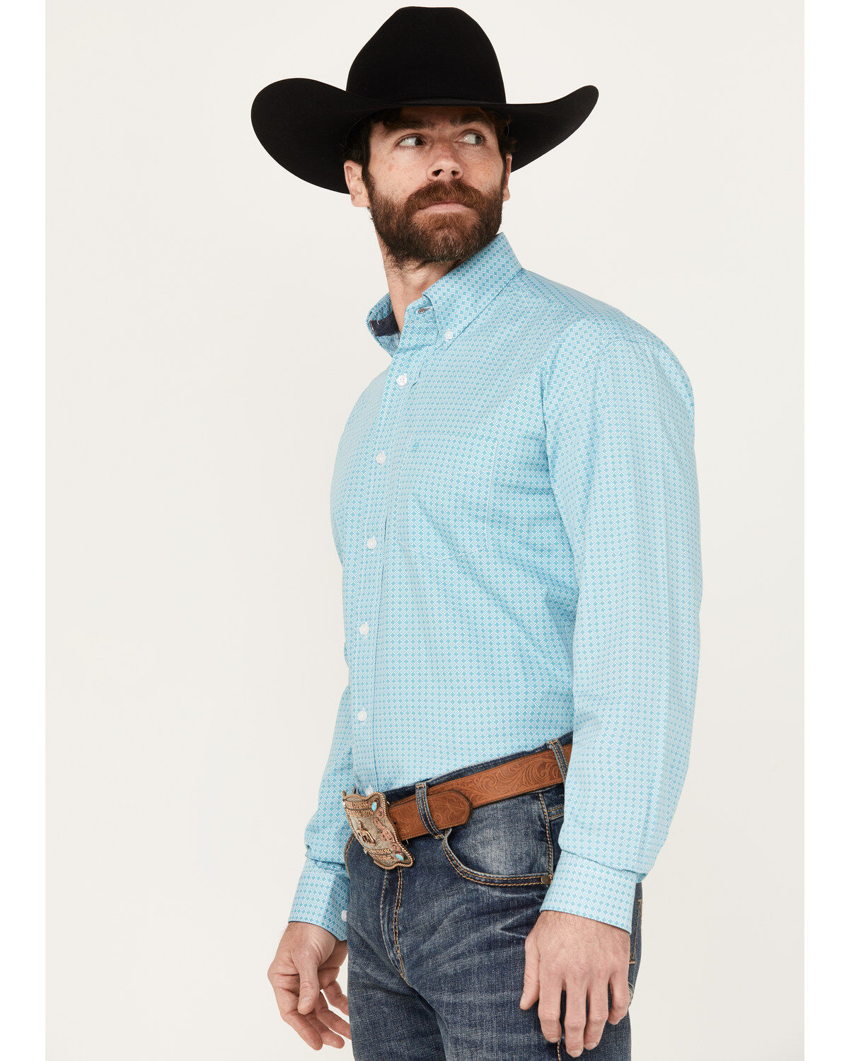 Stetson Men's Geo Print Long Sleeve Button Down Western Shirt