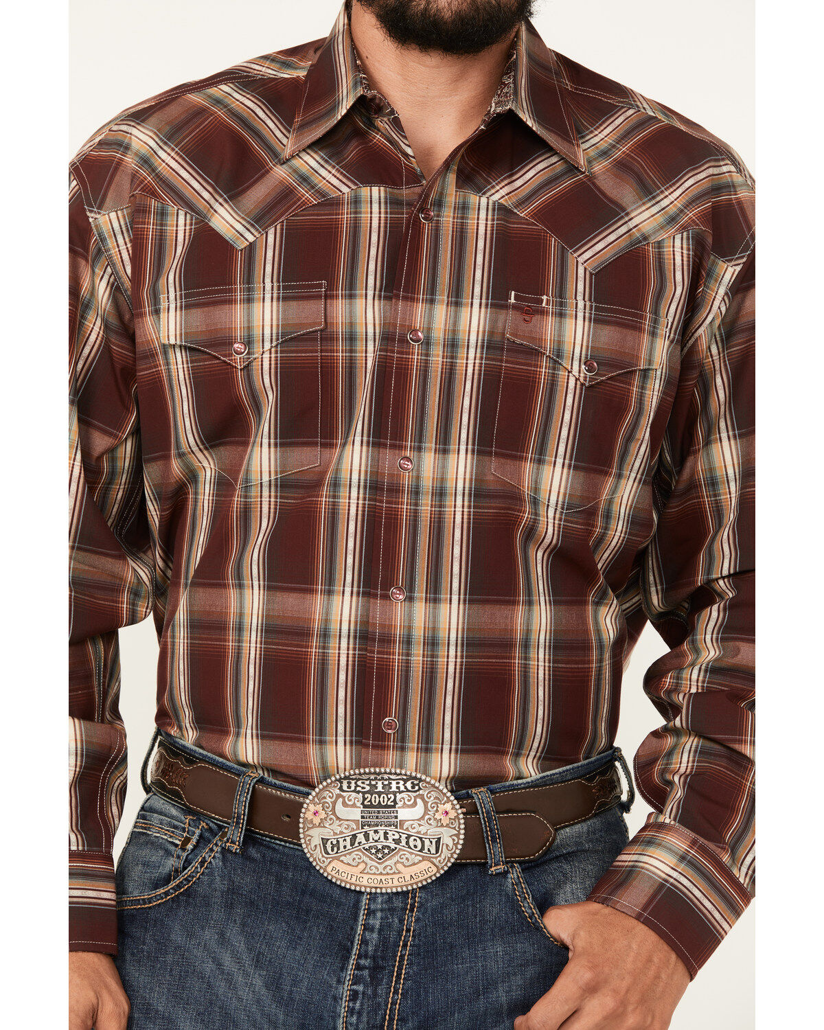 Stetson Men's Plaid Print Long Sleeve Snap Western Shirt