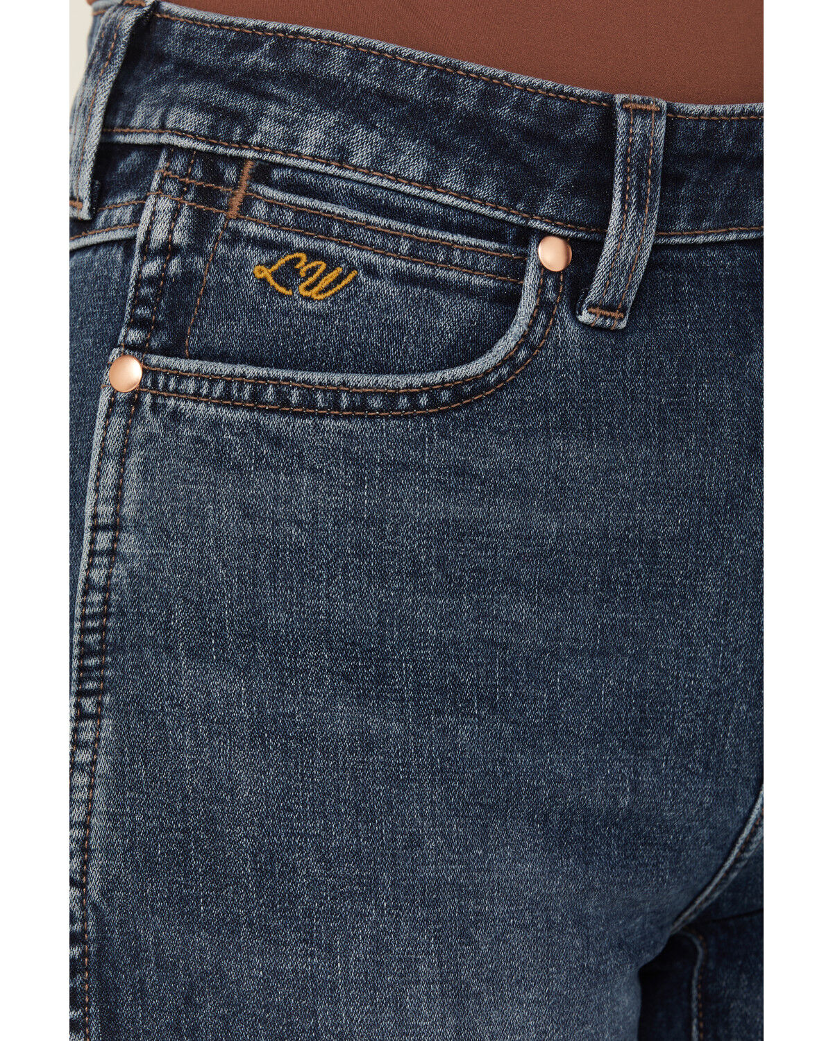 Wrangler X Lainey Wilson Women's Baskin Dark Wash High Rise Boot Hugger Bootcut Stretch Denim Jeans