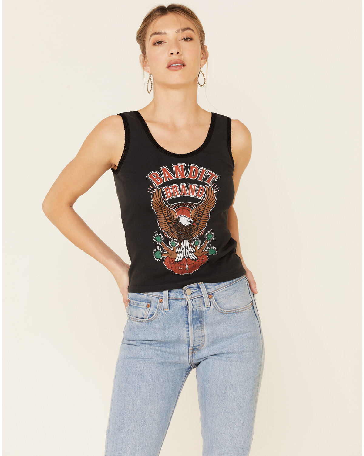 Bandit Brand Women's Bandit Brand Eagle Graphic Lace Trim Tank Top