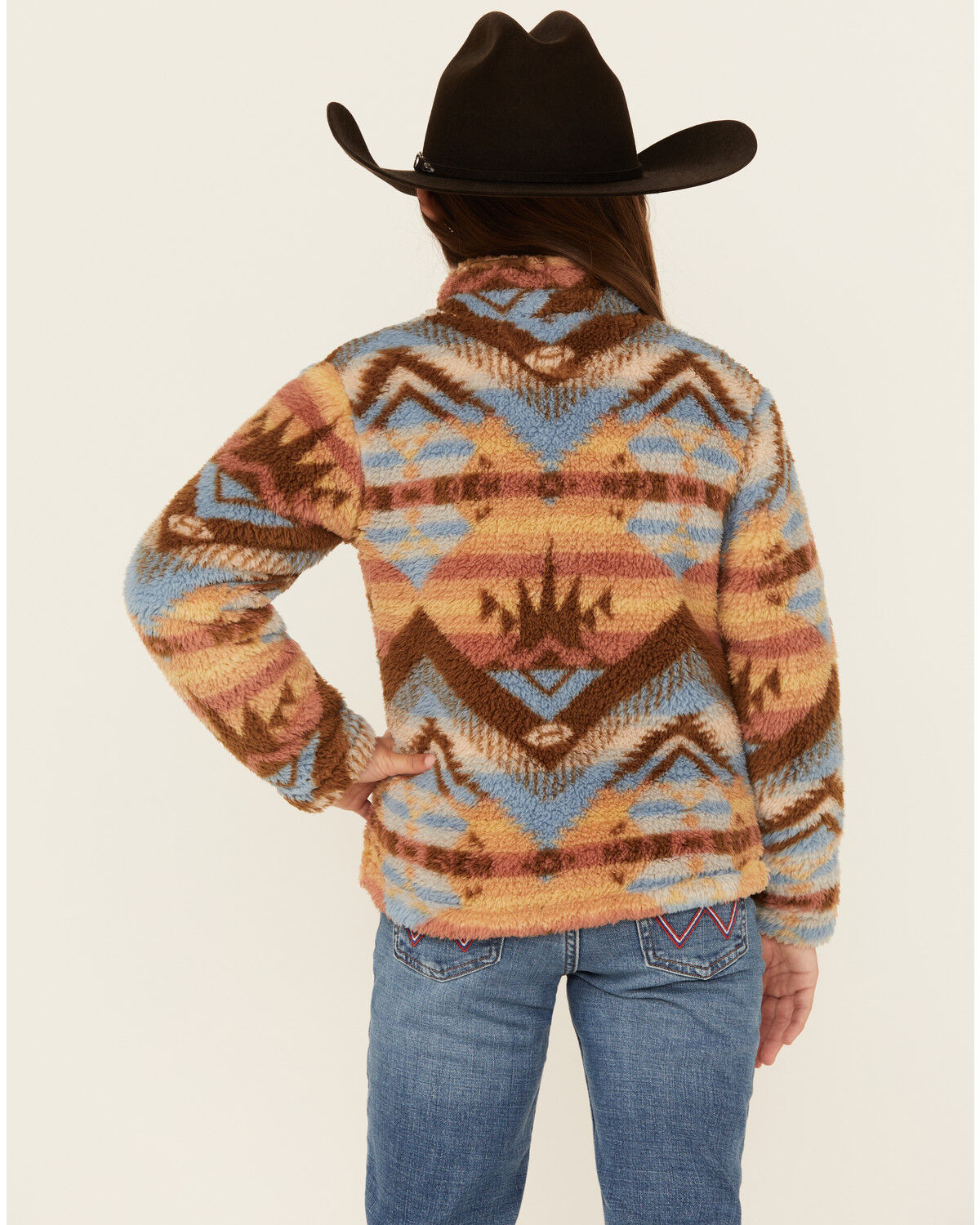 Roper Girls' Southwestern Print 1/4 Zip-Up Fleece Pullover