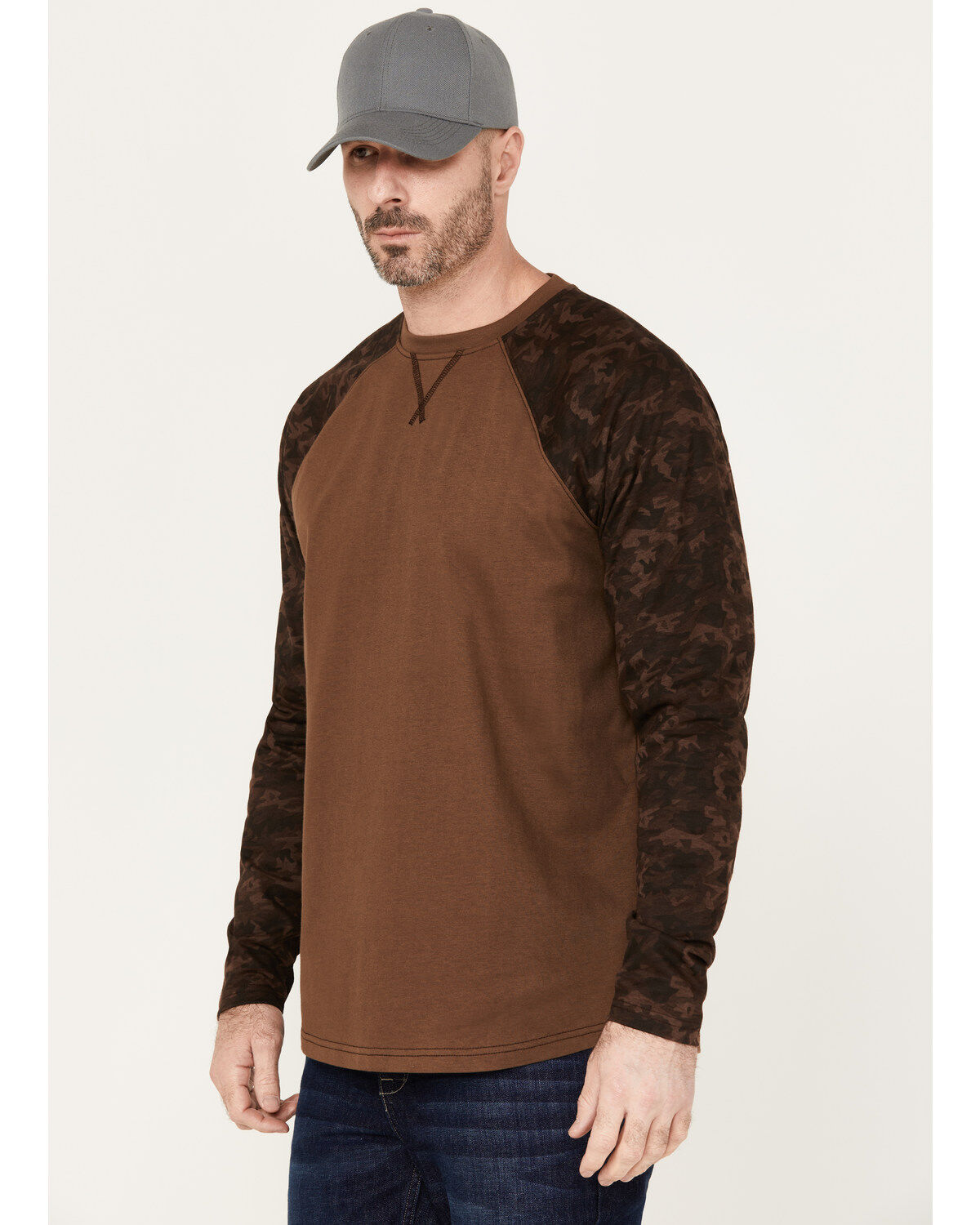 Cody James Men's Camo Color Block Long Sleeve Baseball Work T-Shirt