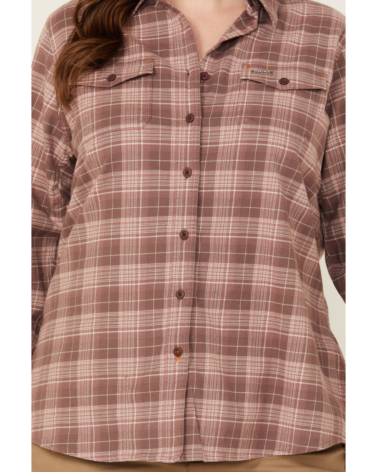Ariat Women's Rebar Durastretch Plaid Print Long Sleeve Stretch Button-Down Flannel Work Shirt - Plus