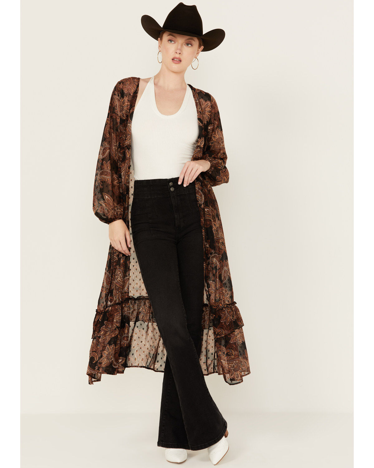 Wild Moss Women's Boot Barn Exclusive Printed Tiered Long Sleeve Kimono