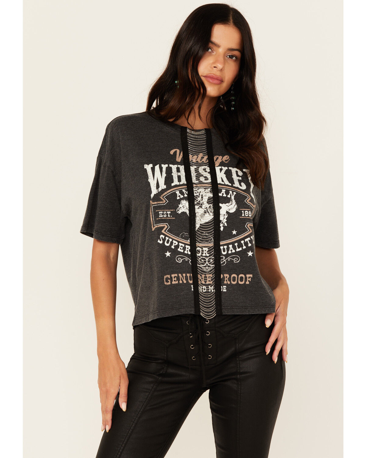 Shyanne Women's Chain Front Whiskey Short Sleeve Graphic Tee