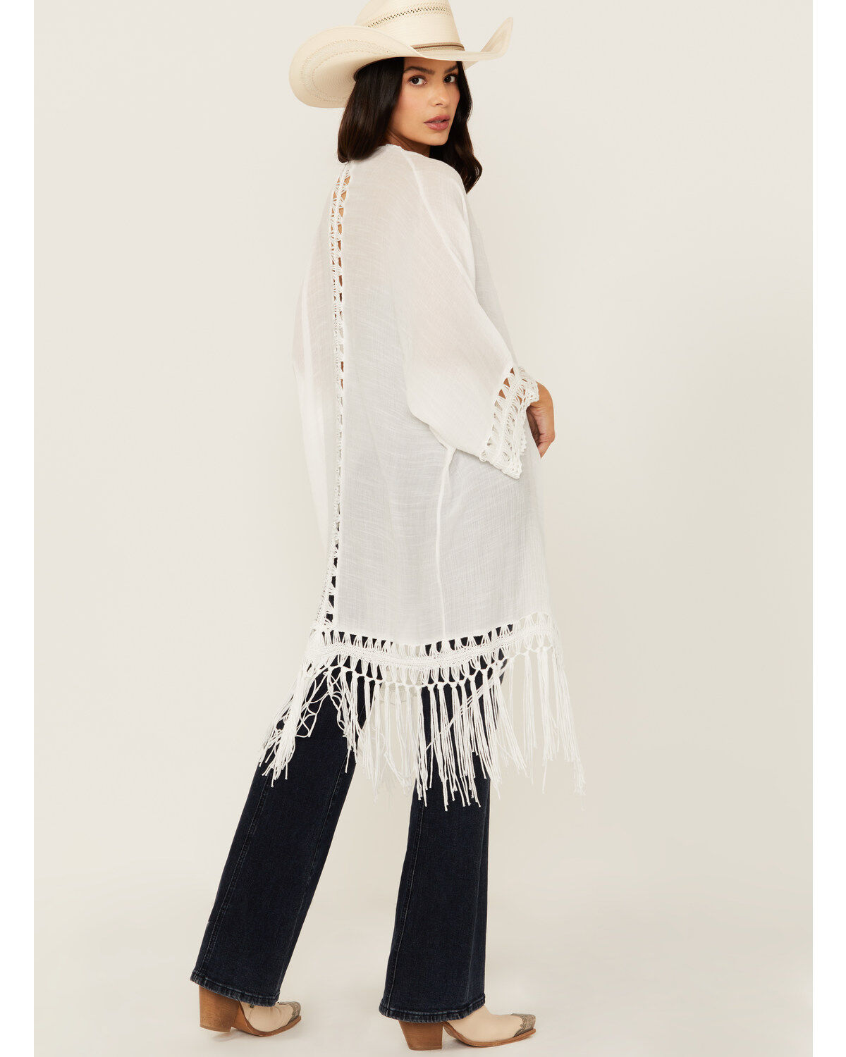 Shyanne Women's Crochet Fringe Kimono