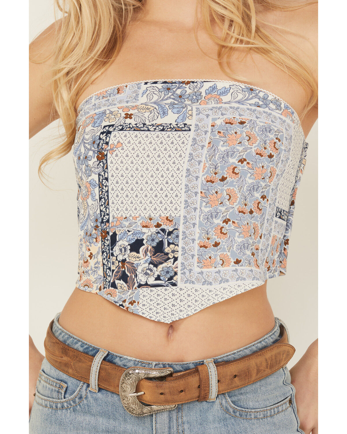 Originality Women's Patchwork Bandana Print Tube Top