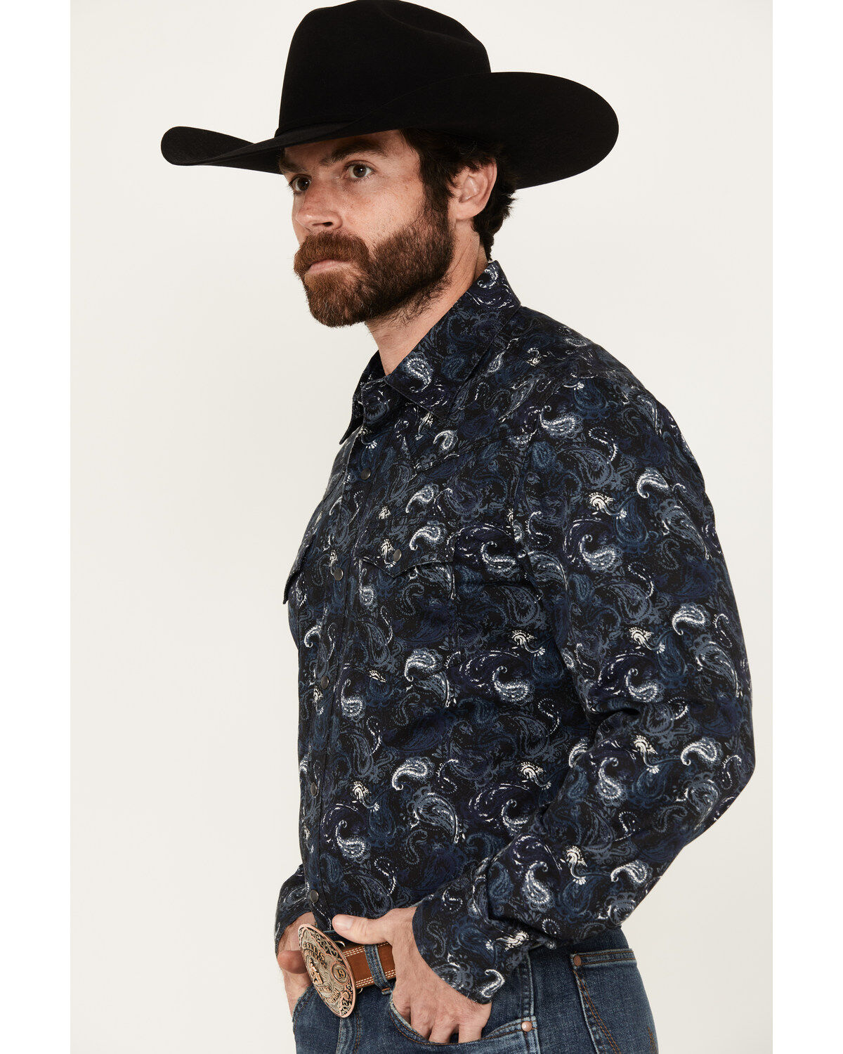 Wrangler Retro Men's Premium Paisley Print Long Sleeve Snap Western Shirt