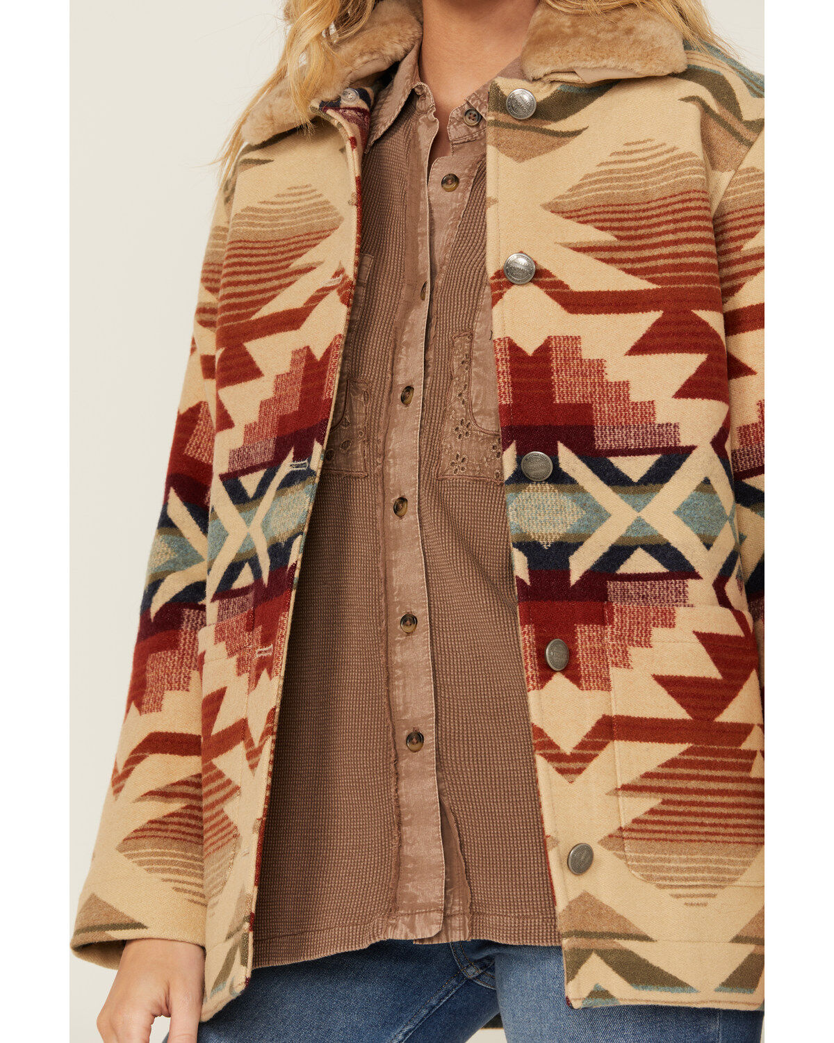 Pendleton Women's Sherpa Collar Printed Coat