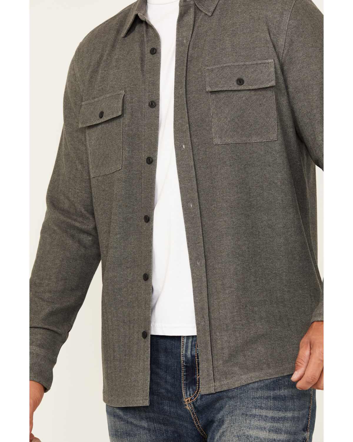 Brothers and Sons Men's Kelcy Herringbone Long Sleeve Button-Down Western Shirt