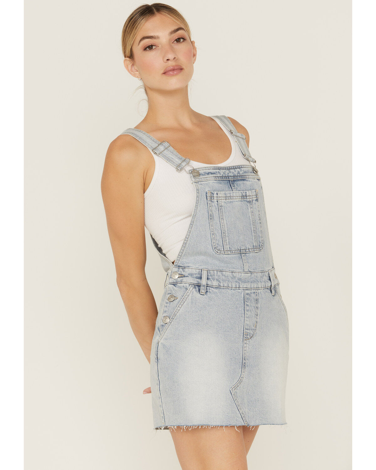 Cleo + Wolf Women's Light Wash Denim Skirtall