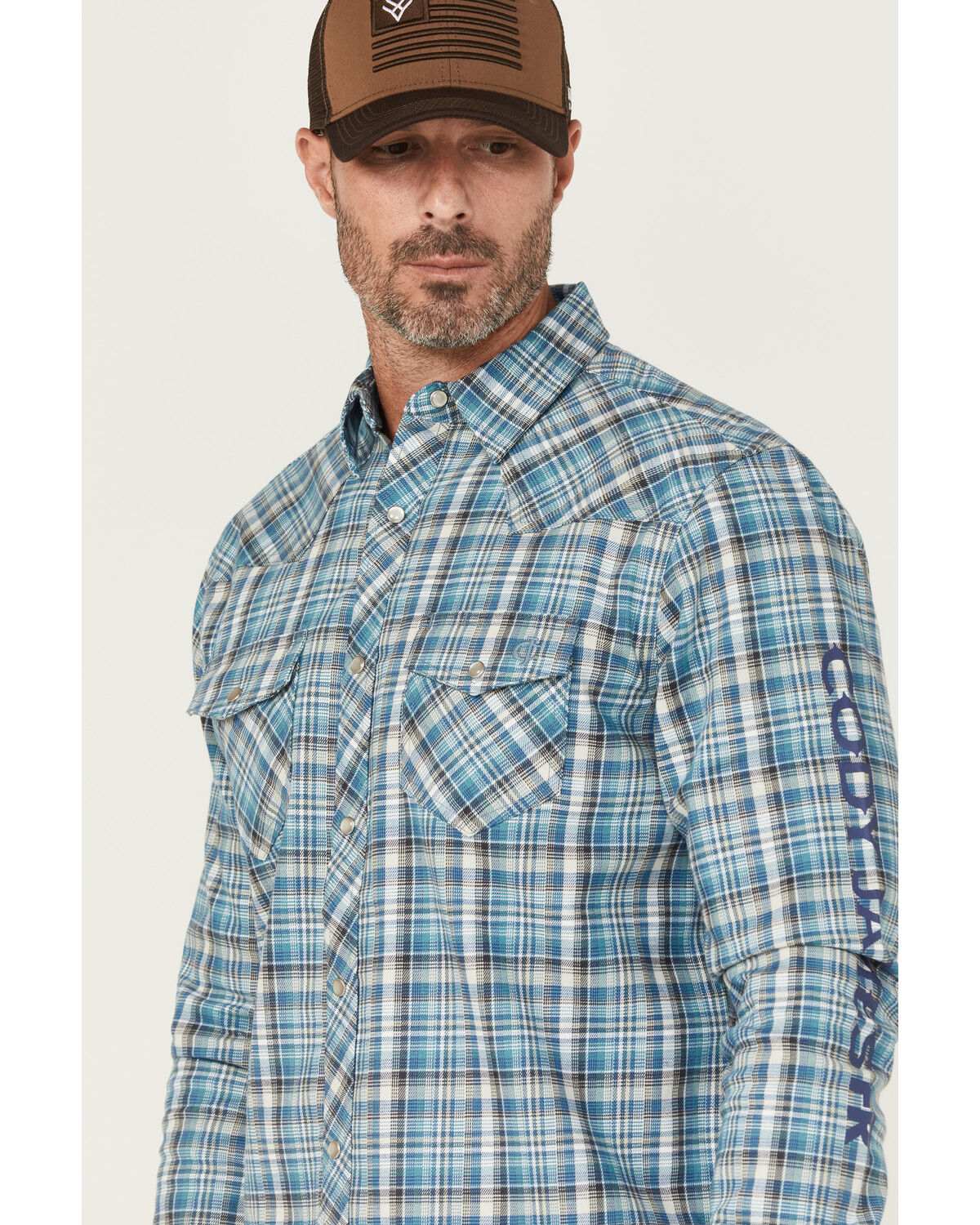 Cody James FR Men's Plaid Print Long Sleeve Pearl Snap Stretch Western Work Shirt