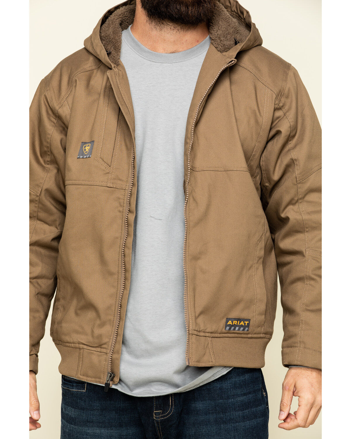 Ariat Men's Field Khaki Rebar Duracanvas Hooded Work Jacket