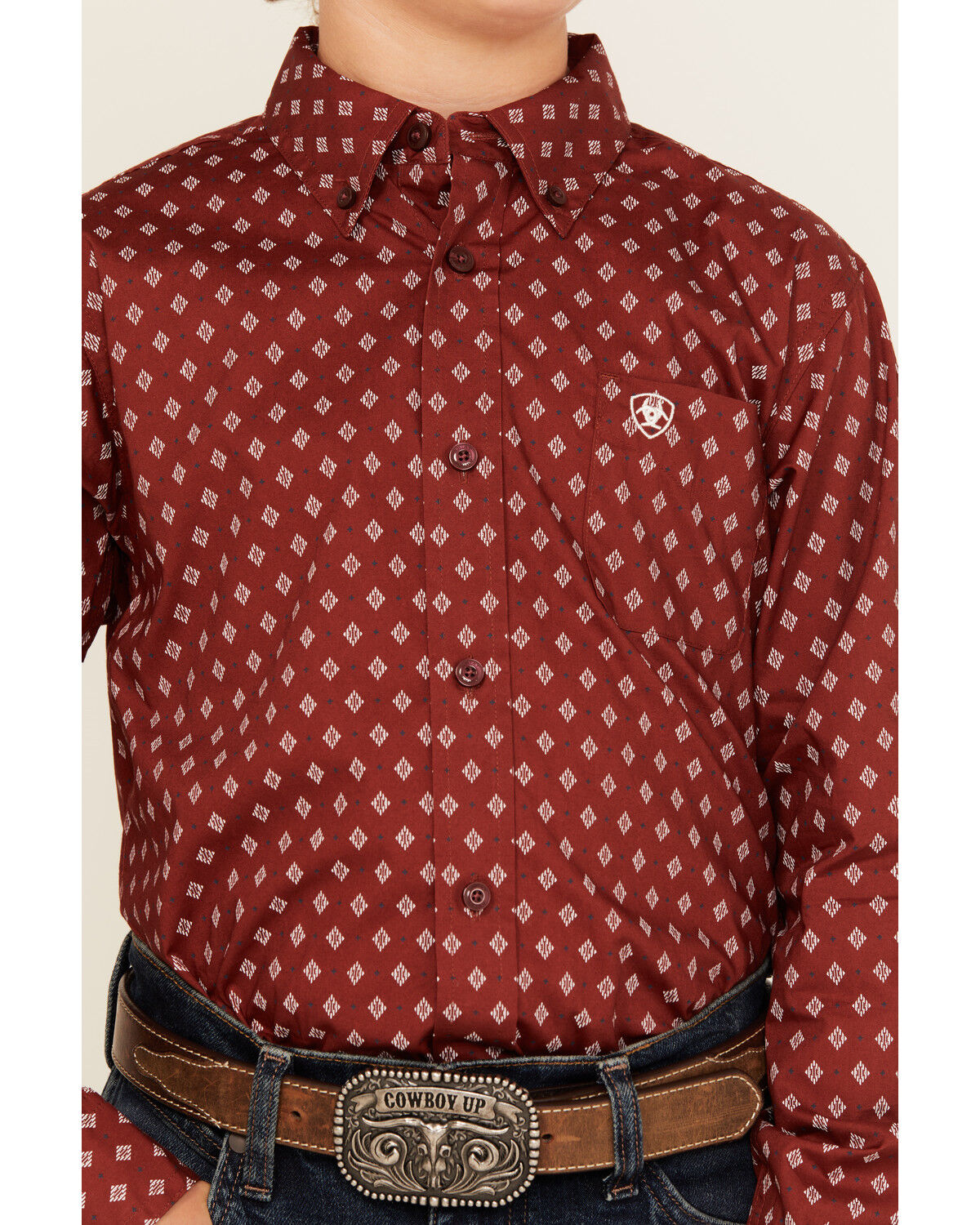 Ariat Boys' Classic Geo Print Long Sleeve Button-Down Western Shirt