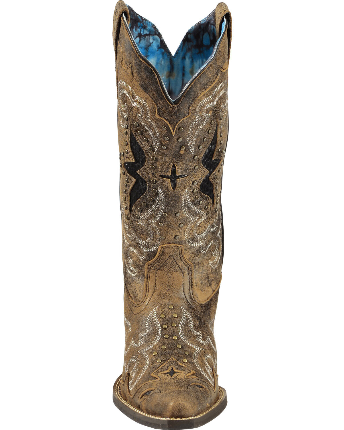 Laredo Women's Lucretia Studded Snake Inlay Western Boots - Snip Toe