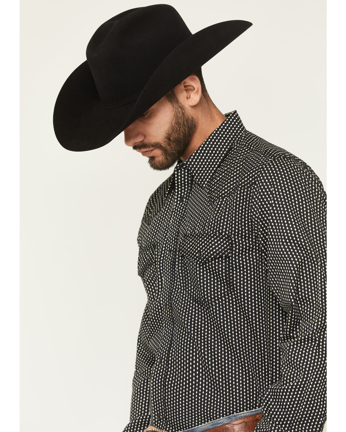 Moonshine Spirit Men's Side Stage Geo Print Long Sleeve Snap Western Shirt