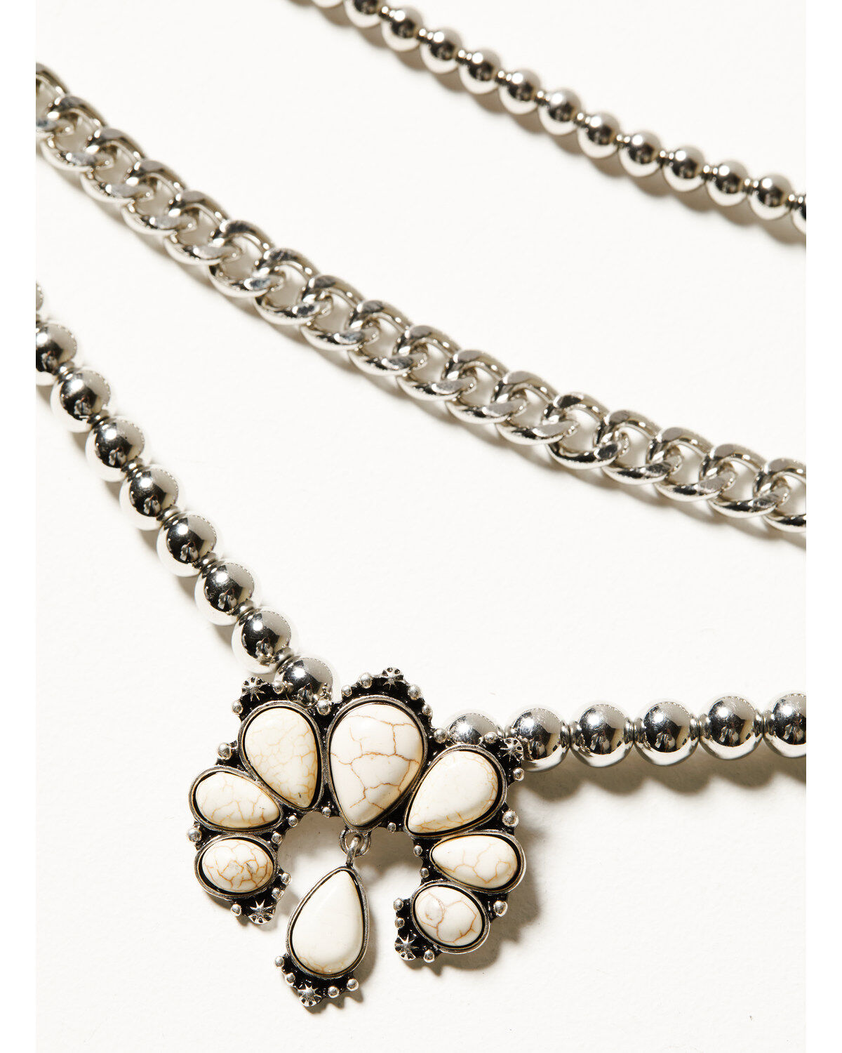 Shyanne Women's Round Ball & Chain Blossom Pendant Layered Necklace
