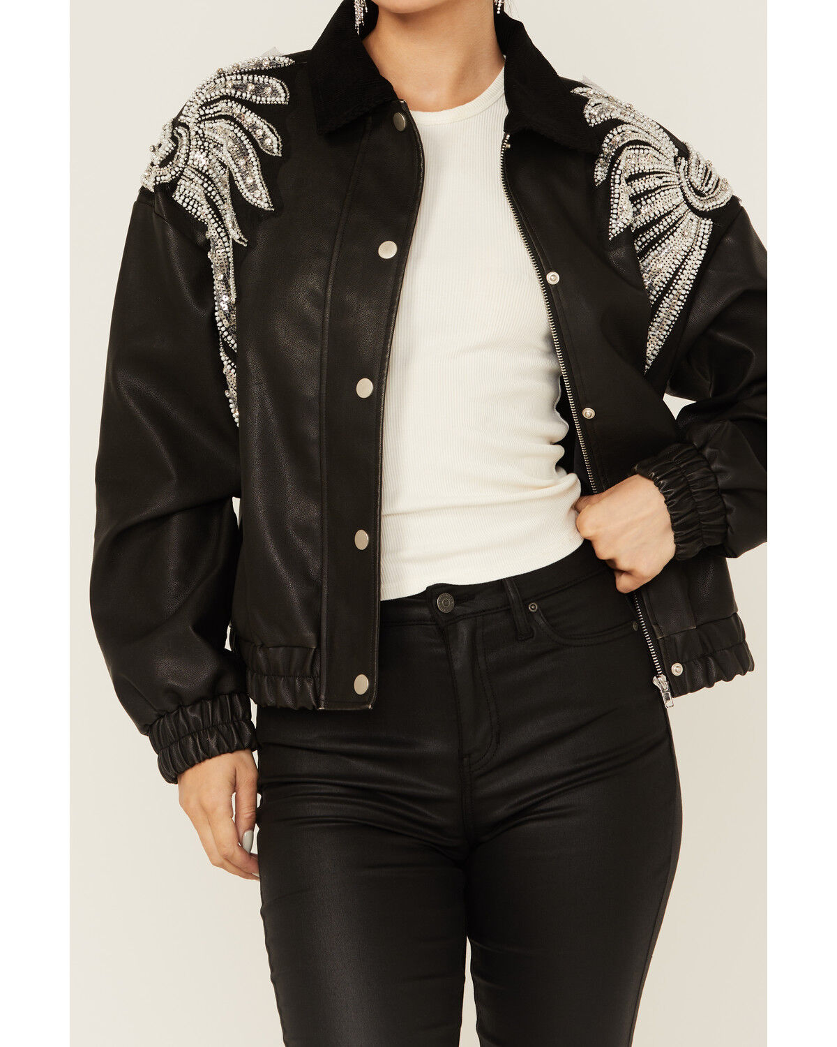 Miss Me Women's Winged Faux Leather Jacket