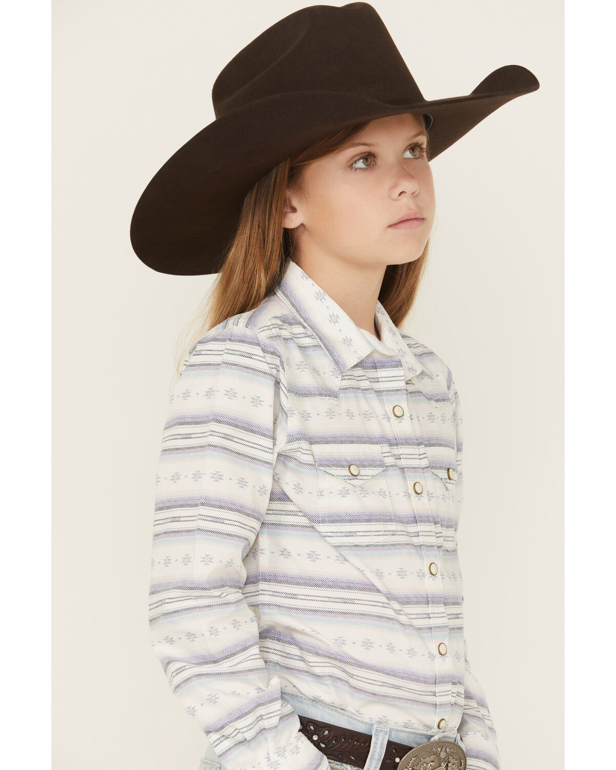 Ariat Girls' Geo Striped Long Sleeve Snap Western Shirt