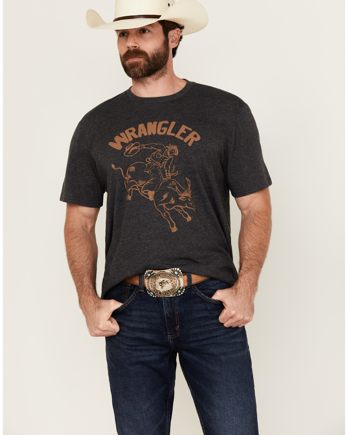 Wrangler Men's Bucking Bull Logo Short Sleeve Graphic T-Shirt