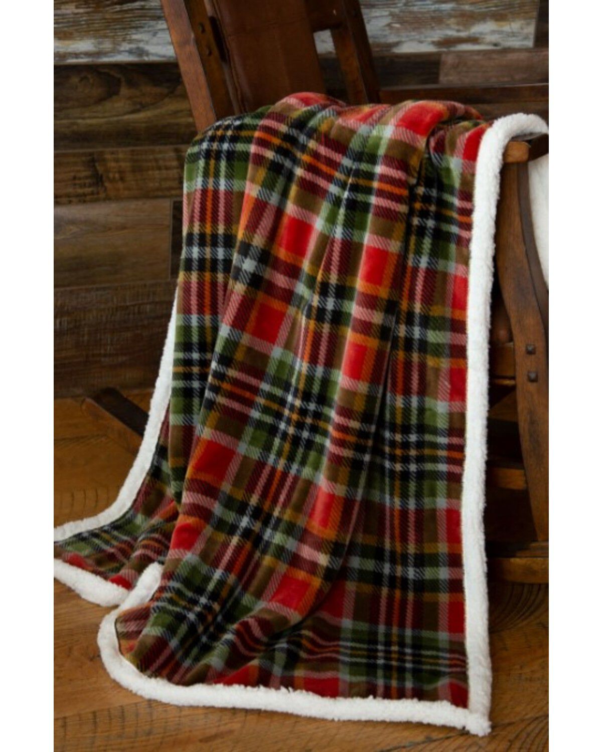 Carstens Rust And Sage Plush Sherpa Throw