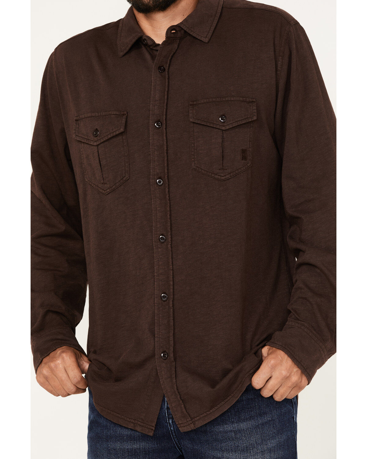Brothers and Sons Men's Solid Pigment Slub Button Down Western Shirt