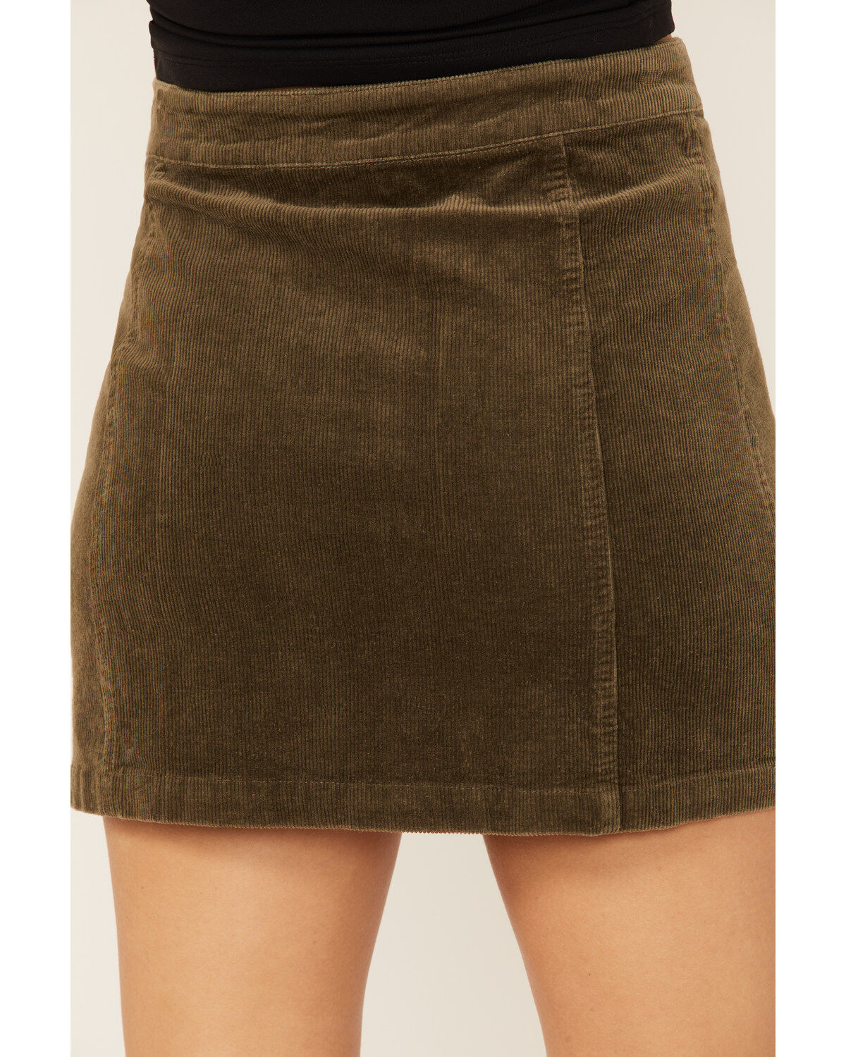 Wishlist Women's Olive Side Button Corduroy Mini Skirt