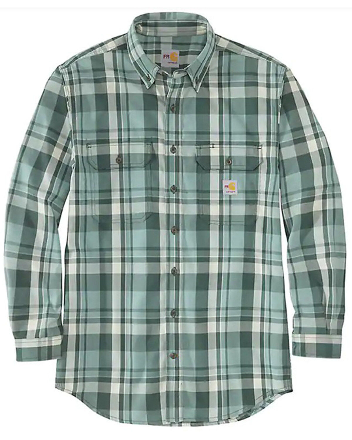 Carhartt Men's FR Twill Plaid Print Button Down Work Shirt