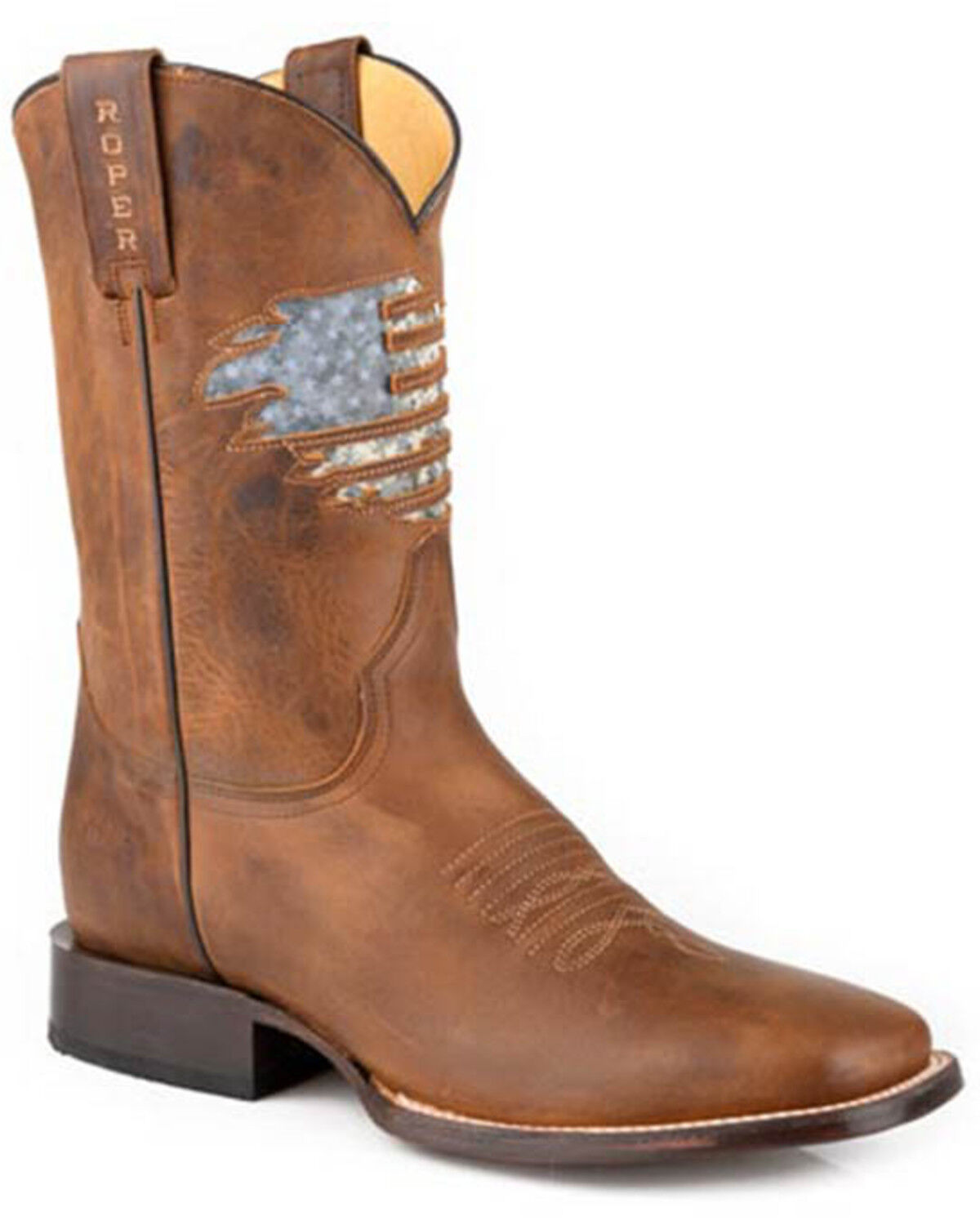 Roper Men's America Rules! Western Boots - Broad Square Toe