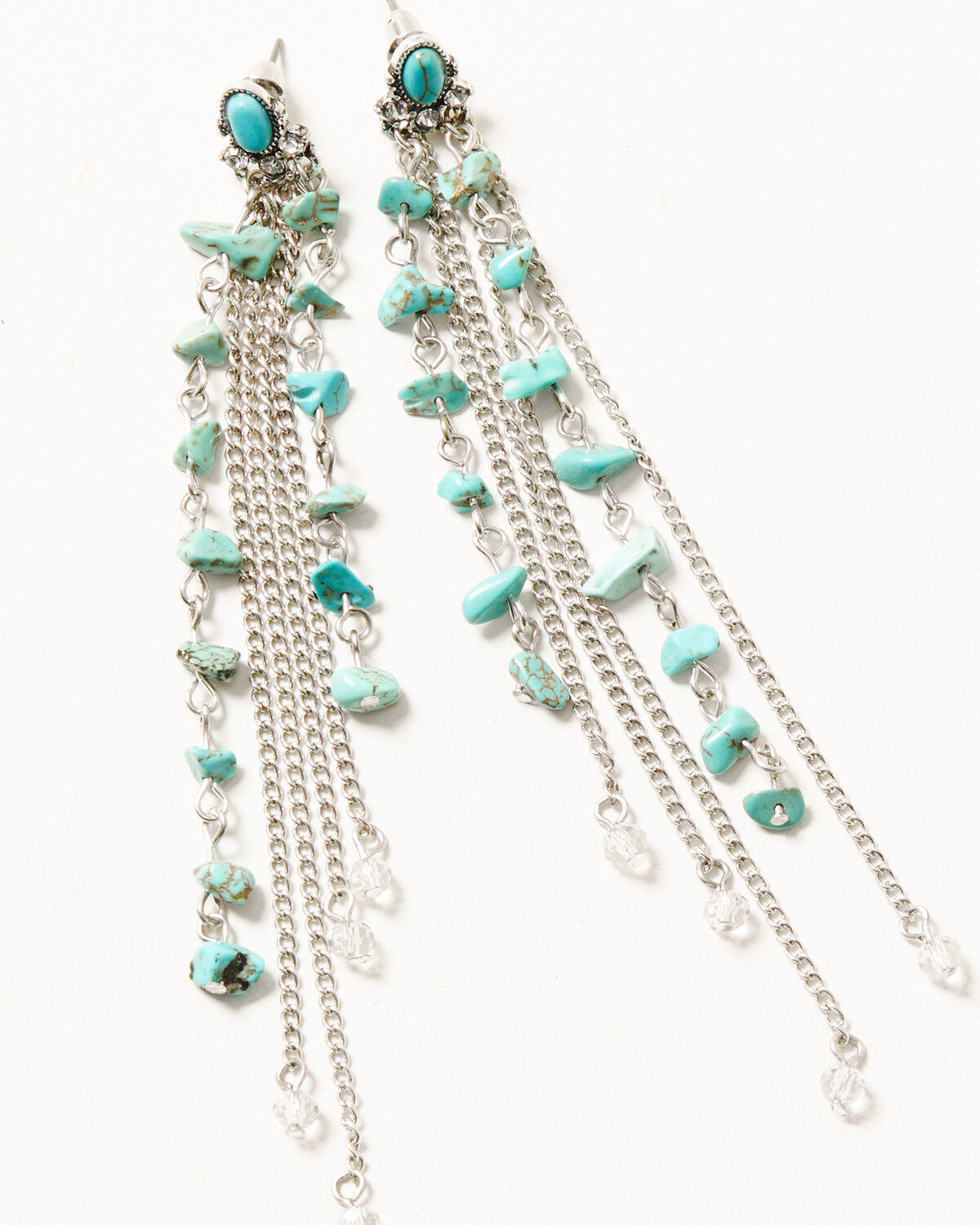 Shyanne Women's Silver & Turquoise Stone Fringe Earrings