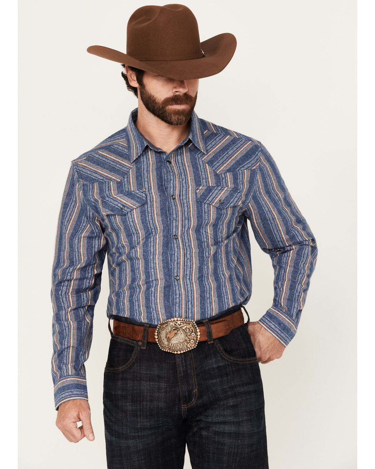 Cody James Men's Alpine Southwestern Striped Long Sleeve Pearl Snap Western Shirt - Tall
